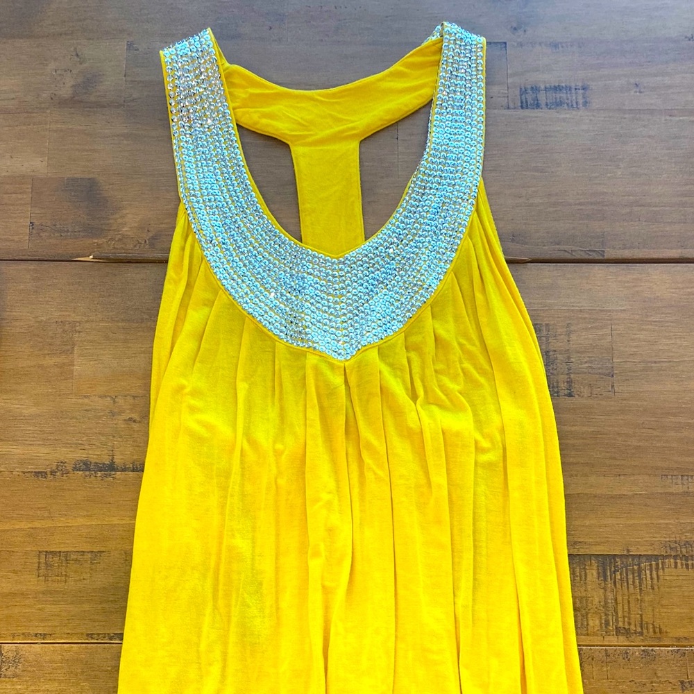 Yellow Cutout Sequin Top